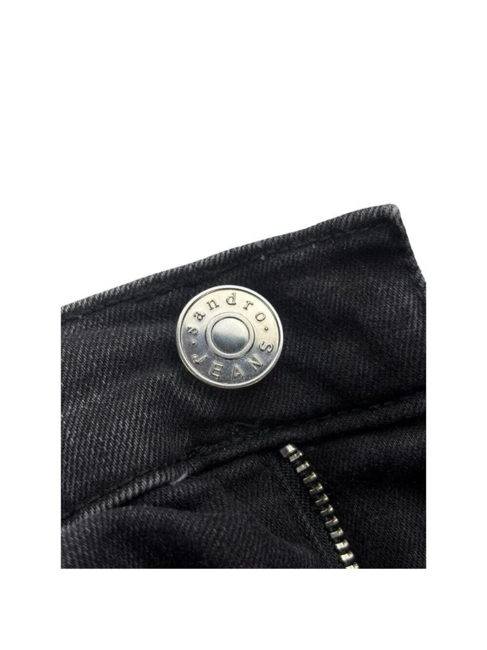 SANDRO Straight Leg Jeans With Raw Frayed Hem Size 28 Washed Black - Picture 5 of 12